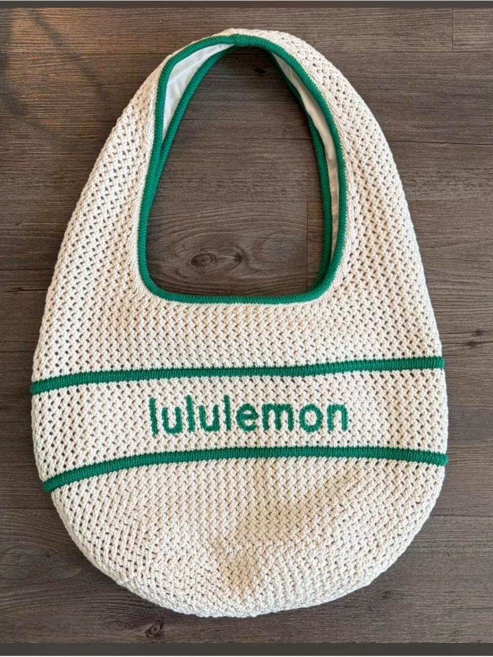 lululemon athletica Cream Tote with Green Trim